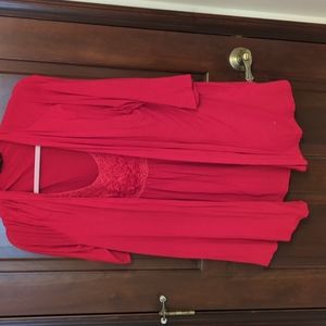 Red jersey top with lace detail on bodice built in sweater size 1X